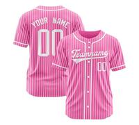 Foweknow Personalised Baseball Jersey Men's Individual Name and Number Football Jersey Lightweight Breathable Running Shirt Gym Jogging Training Shirt Sports Shirt Comfortable Muscle Shirt, hot pink,