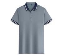 Foweknow Polo Shirt Men's Quick-Drying Breathable Functional Shirt Sport Stretch Ribbed Tees Summer Basic Short Sleeve Shirt Lightweight Casual Polo Shirt Regular Fit Business Work Shirt, gray, XXL