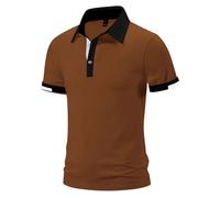 Foweknow Polo Shirts for Men Plain Business Work Shirt Short Sleeve Quick-Drying Breathable Running Shirt Sports Shirt Lightweight Casual Polo Shirt Lapel Collar Comfortable Casual Shirt, brown, 6XL