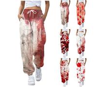 Foweknow Problem Solved Jogging Bottoms, Halloween Women's Trousers, Baggy Tracksuit Bottoms, Leisure Trousers, Running Trousers, Cosplay, Horror Blood Stains, Jogging Bottoms, Halloween Costume,