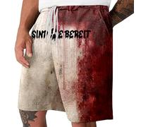 Foweknow Problem Solved Shorts Men's Halloween Blood Splatter Pattern Sports Shorts Men's Horror Printed Breathable Lightweight Leisure Shorts Sweat Shorts with Drawstring, White, S
