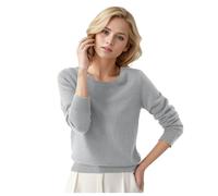 Foweknow Pullover Women's Soft Rib Knit Long Sleeve Shirt Elegant Plain Knitted Jumper Lightweight Ribbed Jumper Loose Long Shirt Autumn Winter Knitted Tunic Tops Casual Crew Neck Undershirt, gray
