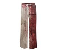 Foweknow Summer Trousers Men's Loose Problem Solved Chino Trousers Men's Relaxed Blood Splash Pattern Print Training Trousers Elastic Waist with Drawstring Jogging Bottoms Streetwear Leisure Trousers