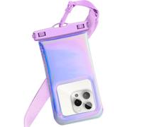 Foweroty Floatable Waterproof Phone Pouch Case for iPhone 17 16 Pro Max/15/14/13/12, IP68 Travel Cellphone Dry Bag Beach Cruise Ship Essentials Bags with Crossbody Lanyard, Iridescent Purple - 7″