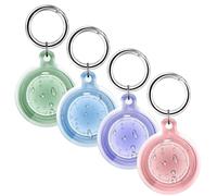 Foweroty IPX8 Waterproof for Airtag Holder, 4 Pack for Apple for Airtags with Keychain, Anti-Scratch Full Body Protective for Air Tags Holder（Pink/Purple/Blue/Green）