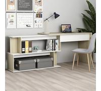 fowey wooden laptop desk corner in white and sonoma oak