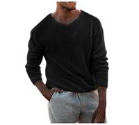Fowjknww Knitted Jumper Men's Casual Fine Knit Pullover Plain Fashionable Deep V Neck Cardigan Vintage Streetwear Slim Fit Muscle Shirt Work Jacket Transition Jacket, 02 black, XXL