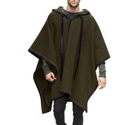 Fowjknww Thickened Cape Men's Wool Poncho Fashionable Trendings Hoodie Winter Blanket Poncho Men Portable Warm Leisure Daily Travel Clothing Cowboy Hippie Jacket with Hood, AG, S