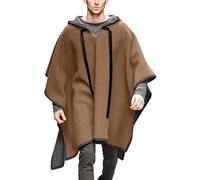 Fowjknww Thickened Cape Men's Wool Poncho Fashionable Trendings Hoodie Winter Blanket Poncho Men Portable Warm Leisure Daily Travel Clothing Cowboy Hippie Jacket with Hood, brown, L