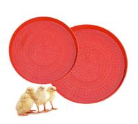 Fowl Sustenance Saucer - Pair Units for Distributing | Wide Dishes with Textured Bases & Polymeric Livestock Vessels, Ground-Level Foraging Receptacles for Pullets Ducklings Chicks and Waterfowl
