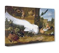 Fowls And A White Peacock By Melchior D'hondecoeter Canvas Print | Gallery Wrapped 30mm Frame Wall Art | 30x20 inches | Ready to Hang | Classic Picture | Living Room Bedroom Lounge Office