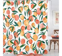 Fowocu Orange Peach Shower Curtain Watercolor Peachy Fruits Shower Curtains for Bathroom Decorative Pretty Cute Waterproof Fabric Bath Curtain Decor (Yellow, 72''×72'')