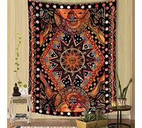 Fowocu Orange Sun and Moon Tapestry Wall Hanging, Indie Hippie Mandala Cool Wall Tapestries, Aesthetic Tapestry for Bedroom Living Room Dorm (Orange, 30'' × 40'')