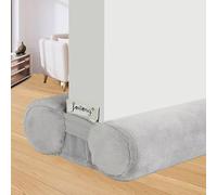 fowong Draft Excluder for Doors, 90cm Under Door Draught Excluder Seal Reduce Noise - Double Side Draught Stopper, Machine Washable, and Easy to Install - Grey