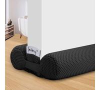 fowong Heavy Duty Draft Excluder for Doors 80cm x 2 Pack - Double Sided Self-Adhesive Door Seal in Black | Windproof, Soundproof & Thermal Insulation | Dust & Insect Barrier