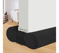 fowong Under Door Draught Excluder - 90cm Draft Excluder for Doors Under Door Seal Reduce Noise - Double Side Draught Stopper, Machine Washable, and Easy to Install - Black