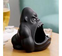 FOWSEEK Ceramic Ashtray, Cute Ash Trays for Indoor Outdoors, Cool Decorative Gorilla Ashtrays, Large Ash Holder for Patio Home Office, Entrance Key Storage Home Desktop Decor