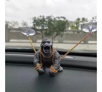 FOWSEEK Gorilla Car & Home Decoration, Gold Statue with Non-Slip Mat & Chain, Cute & Whimsical Birthday Gift