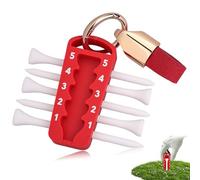 FOWSRHRG 2 in 1 Golf Tee Height Tool with 5PCS Golf Tees and Keychain, Adjustable Golf Training Aid, Precision Tee Height Setter for Consistent Swings, Golf Tee Holder Set to Prevent Loss (Red)