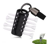 FOWSRHRG 2 in 1 Golf Tee Height Tool with 5PCS Golf Tees and Keychain, Adjustable Golf Training Aid, Precision Tee Height Setter for Consistent Swings, Golf Tee Holder Set to Prevent Loss (Balck)