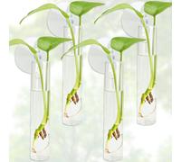 FOWSRHRG 4PCS Wall Hanging Planter Propagation Stations, Plant Tube with Suction Cup Hook, Test Tube Propagation Station Wall Clear Plant Vase No Nails with Bottle Brush Flower Plant Terrarium