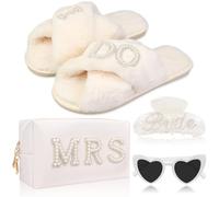 FOWSRHRG Bride To Be Gift Set Bridal Shower Gifts for Bride Sunglasses MRS Makeup Bag I Do Bride Slippers Bride Hair Clip, Bridal Engagement Gifts Bachelorette Party Wedding Gift for Bride Women,