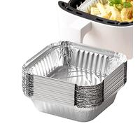 Fowybe Aluminum Foil Pans,20-PCS Rectangle Air Fryer Tin Foil Trays Food Containers | Portable Food Containers for Roasting, Baking, or Cooking