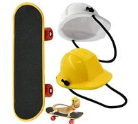 Fowybe Bearded Dragon Scooter - Durable Hamster Engineering Hat and Skateboard Set,Small Pet Toy Accessory for Geckos Ferrets Parrots Turtles