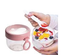 Fowybe Overnight Oats Container,Overnight Oats Containers With Lids - Round Airtight Food Containers, 600ml Clear Mason Jars For Overnight Oats, Leak-Proof Cover