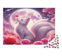 Fox 100% Recycled Cardboard White Cats Under Pink Moon 1000 Piece Adult Jigsaws For Adults & Kids Fun Home Activity 52x38cm/1000pcs