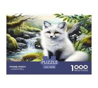 Fox 1000 Pc Puzzle Game for Men Women - White Fox Stream Serene Natural Cute The Whole Family Activity Educational Game Challenge52x38cm/1000pcs
