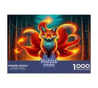 Fox 1000 Pc Puzzles for Adults Kids - Nine-tailed Fox Fire Mystical Vibrant Powerful Jigsaw Puzzle Educational Game Challenge Wall Decoration38x26cm/1000pcs