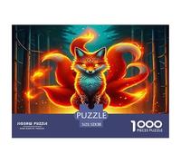 Fox 1000 Pieces Puzzle for Home Wall Decor -Nine-tailed Fox Fire Mystical Vibrant Powerful Fun Present & Activity for Adults Kids Great Gift Idea52x38cm/1000pcs