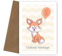 Fox 8th Birthday Card for Girl - Adorable 8yr Bday Cards for Little Girls Age 8 - Her 8th Birthday Card for Daughter, Granddaughter, niece, goddaughter