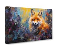 Fox Abstract Art Canvas Print | Gallery Wrapped 30mm Frame Wall Art | 30x20 inches | Ready to Hang | Abstract Animals Picture | Living Room Bedroom Lounge Office