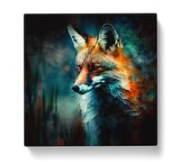 Fox Abstract Expressionism No.2 Canvas Print | Gallery Wrapped 30mm Frame Wall Art | 20x20 inches | Ready to Hang | Eclectic Animals Picture | Living Room Bedroom Lounge Office