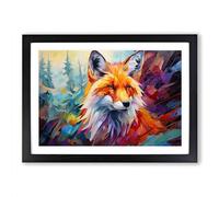 Fox Abstract Framed Print | A2 Black Framed Wall Art | Ready to Hang | Abstract Animal Picture | Living Room Bedroom Lounge Office
