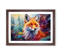 Fox Abstract Framed Wall Art Print, Ready to Hang Picture for Living Room Bedroom Home Office, Walnut A2 (66 x 48 cm)