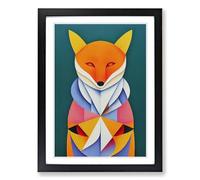 Fox Abstract Modern Framed Print | A2 Black Framed Wall Art | Ready to Hang | Abstract Animal Picture | Living Room Bedroom Lounge Office