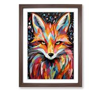 Fox Abstract No.2 Framed Print | A2 Walnut Framed Wall Art | Ready to Hang | Abstract Animal Picture | Living Room Bedroom Lounge Office