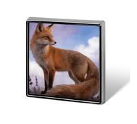 Fox Aluminum Alloy Square Lapel Badge | Fox Premium Smooth Metal Brooch Lapel Pin Fashion Accessory Pin for Daily Wear Gift