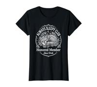 Fox Always Sleepy Club Nap Lover Value Graphic T-Shirt, Women, Black, L