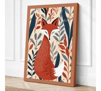 Fox Among Florals Boho Canvas Wall Art Print 24x16 Inch (61 x 41 cm)