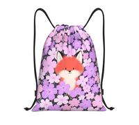 Fox Among Purple Flowers String Bag Lightweight Swimming Bag Unisex String Backpack For Swim Picnic Yoga 36X42Cm
