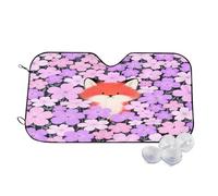 Fox Among Purple Flowers Wind Sun Shade for Car Sun Visor Foldable Vehicle Sunshade 30x55 Inch