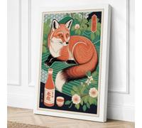 Fox Among the Botanicals Boho Canvas Wall Art Print 24x16 Inch (61 x 41 cm)