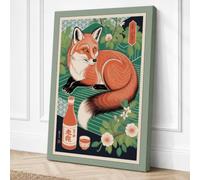 Fox Among the Botanicals Boho Canvas Wall Art Print 30x20 Inch