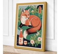 Fox Among the Botanicals Boho Canvas Wall Art Print 36x24 Inch (91 x 61 cm)