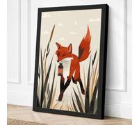 Fox Among the Reeds Boho Canvas Wall Art Print 30x20 Inch