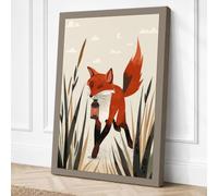 Fox Among the Reeds Boho Canvas Wall Art Print 36x24 Inch